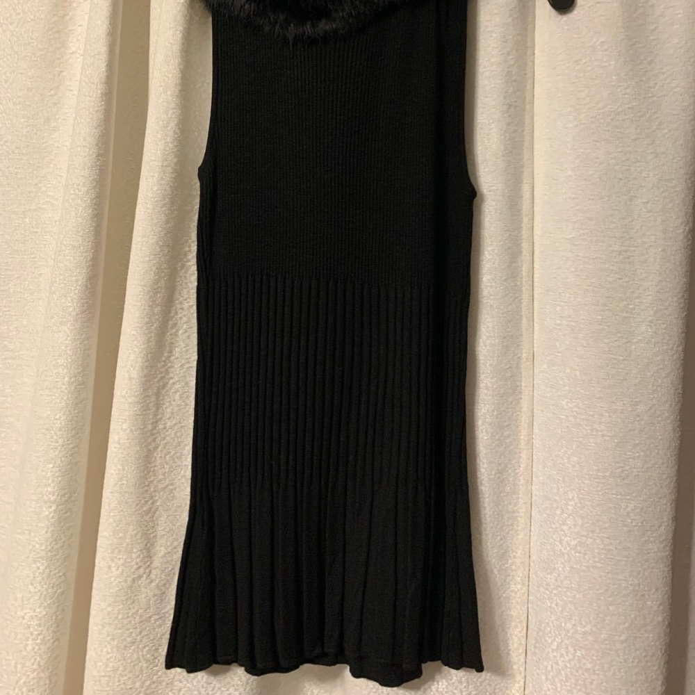 Xoxo black top with rabbit fur